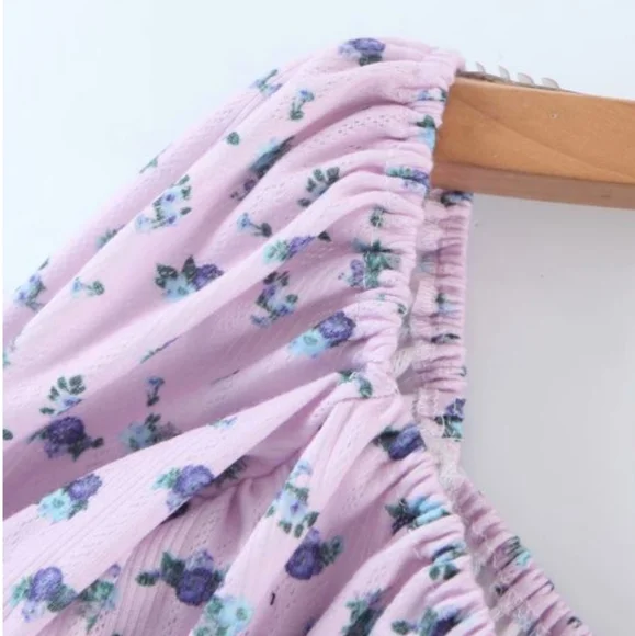 2 Piece Set Lilac Pointelle Shorts & Crop Top - Picture 10 of 15